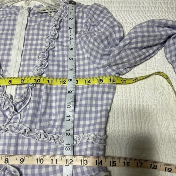 NWT Allison & Kelly Long Sleeve Ruffle Trim Gingham Fit-And-Flare Dress Size M - Picture 10 of 15